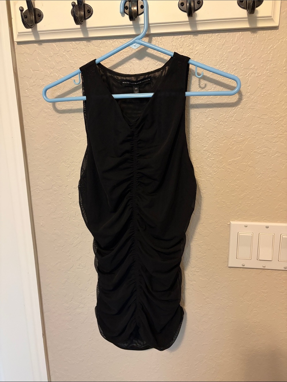 White House Black Market Black Ruched Sleeveless Top